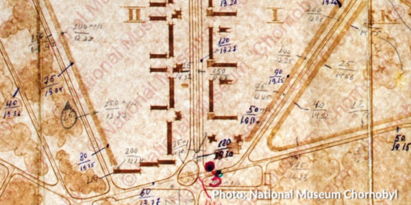 Mapa pułkownika Wołodymyra Grebeniuka - Prypeć w sobotę, 26 kwietnia 1986 r. Fot. National Museum Chornobyl